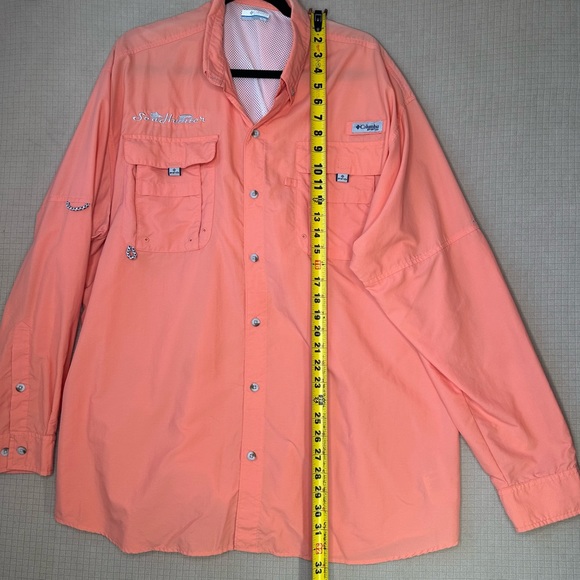 Columbia PFG Breathable Long Sleeve Fishing Shirt Mens XL Dark Peach Custom Logo - Picture 13 of 16